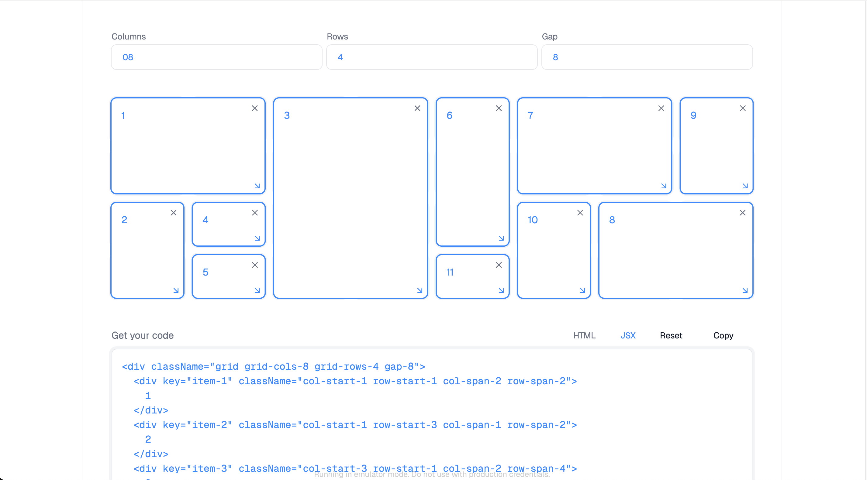 Tailwind CSS grid generator tool preview