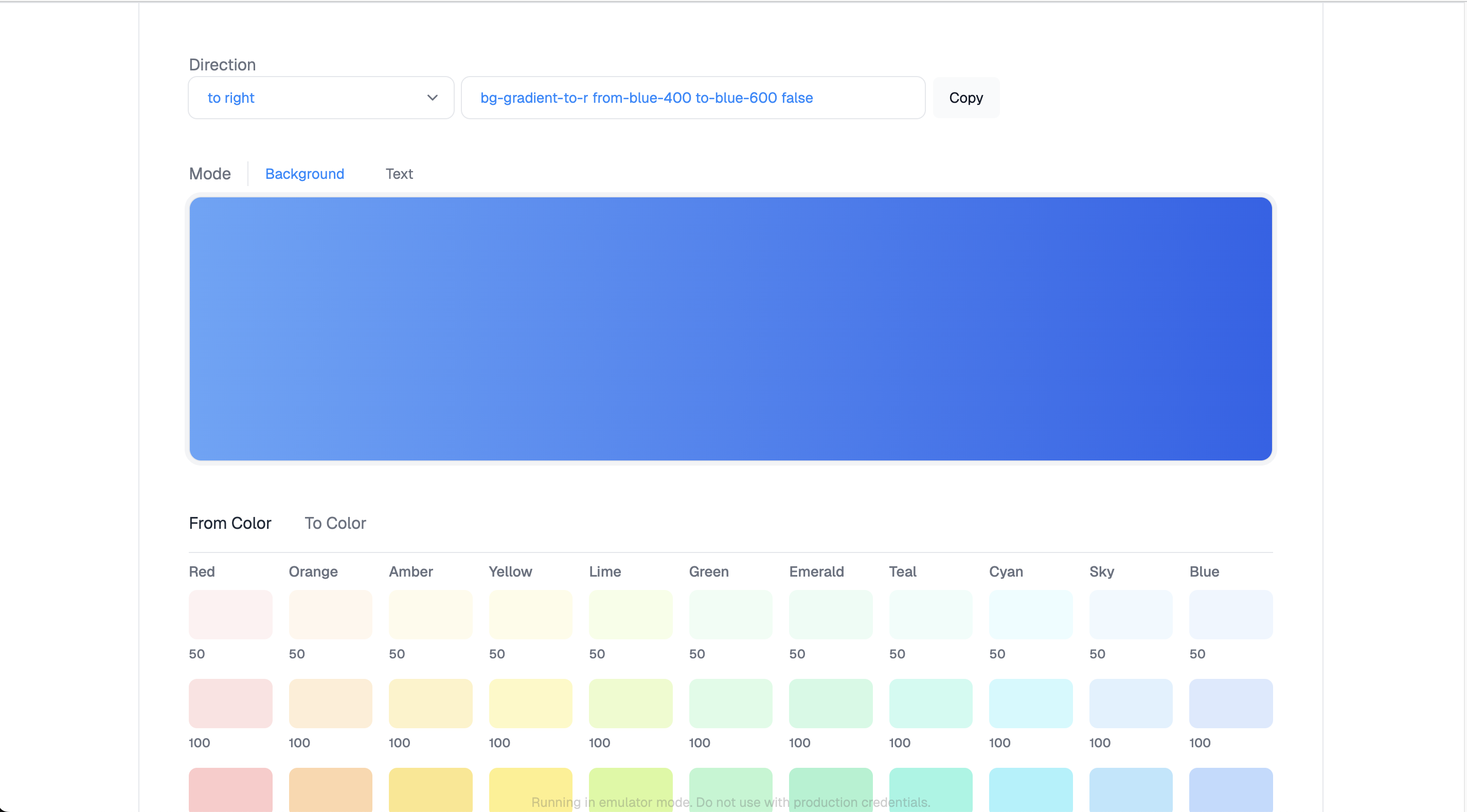 Tailwind CSS gradient generator tool preview